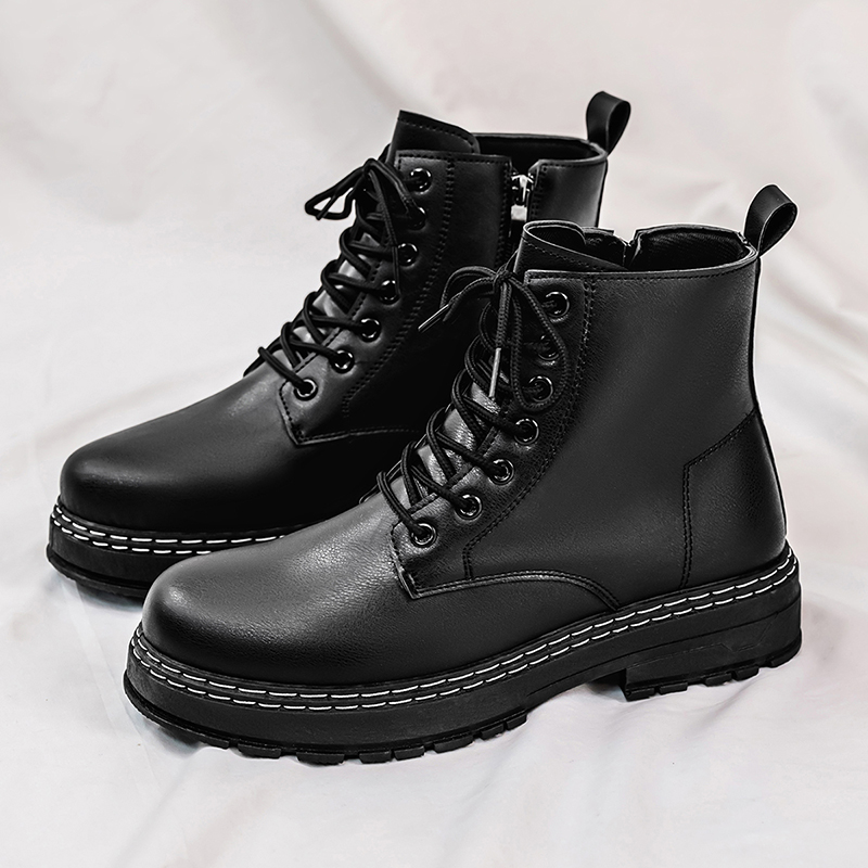 Fashion Men'S Boots - Bottes de moto en cuir verni