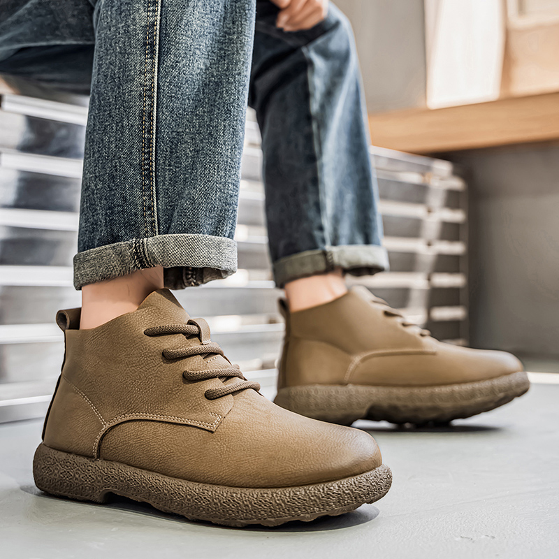 Fashion Men'S Boots - Bottines courtes marron pour hommes, chaussures