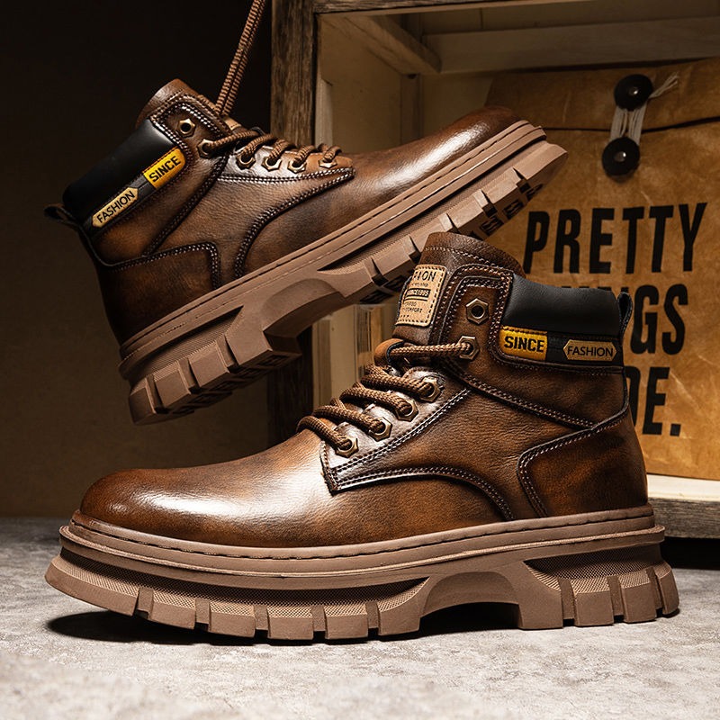 Fashion Men'S Boots - Vintage hommes plate-forme bottines automne hiver
