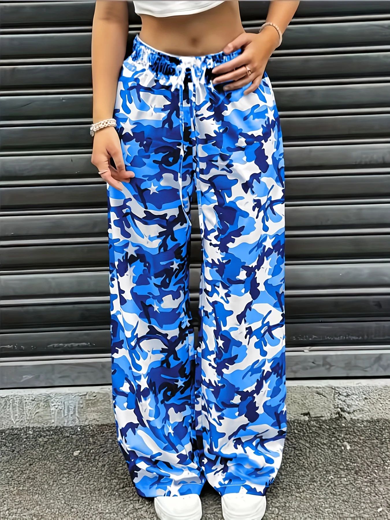 Mens Fashion Camo Pants - Pantalon large camouflage bleu unisexe respirant