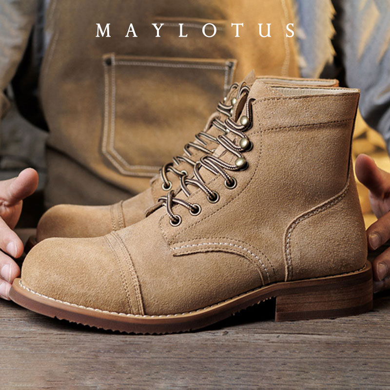 Fashion Men'S Boots - Bottes en daim Goodyear-Welted, robustes, style