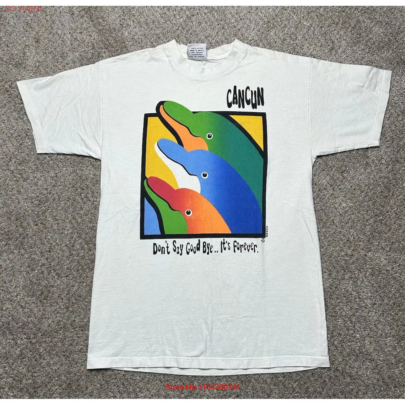 Mens Fashion Mexico - T-shirt vintage Cancun Mexique Dauphins Néon,